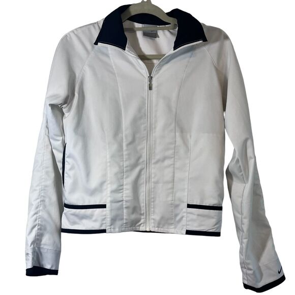 Nike Jackets & Blazers - Nike White with Black Trim S (4-6) Jacket Full Zip Pockets
